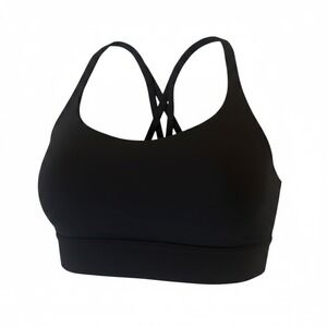 Lululemon Energy Bra Black Strappy Crisscross Back Medium Support Sports Bra